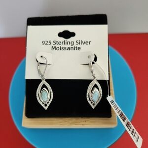 Genuine Larimar & D-VVS Moissanite Earrings